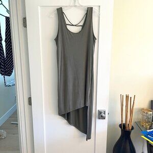 Splendid Asymmetrical Dress with Crisscross Back Detailing in Moss - Size S